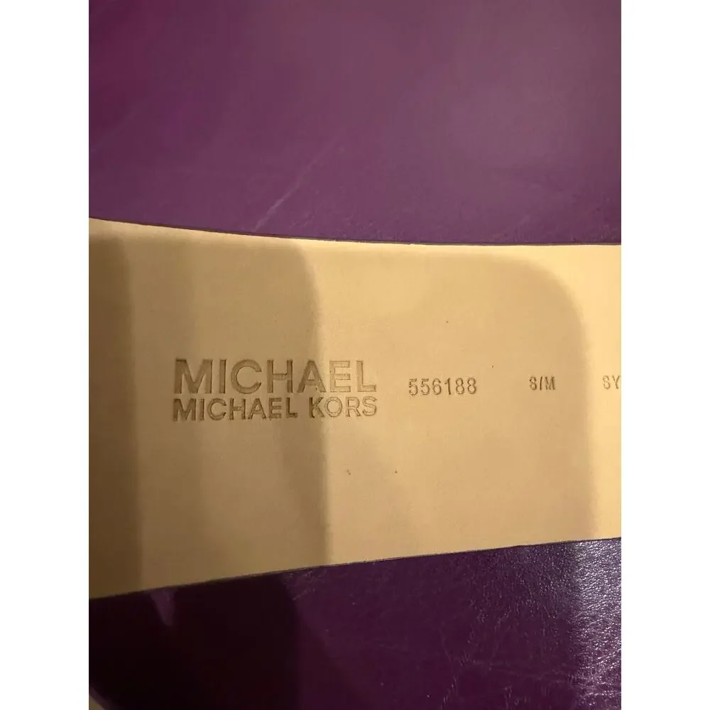 Michael Kors NWT women's stretch belt white signature logo monogram design S/M